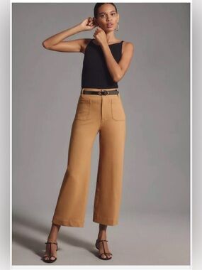 Maeve Collette High-Rise Wide Leg Pants in Camel